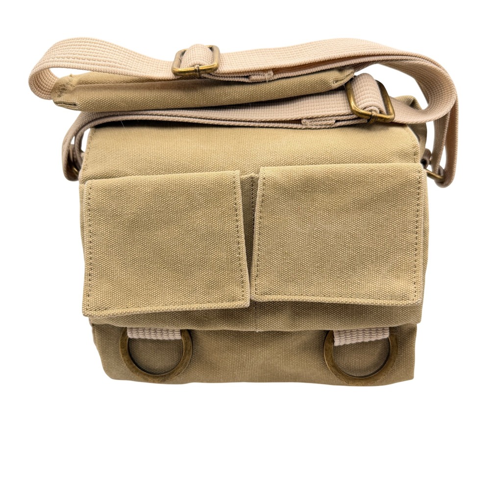 Canvas Camera Messenger Bag S Tan Adjustable Padded Crossbody Tech Travel Gear